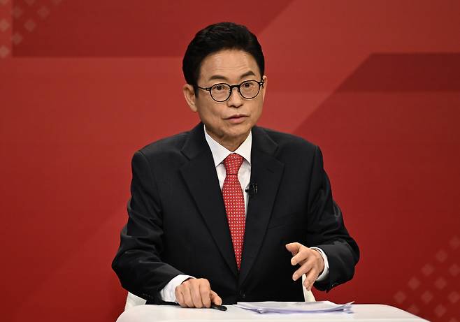 이철우 경북지사가 지난달 31일 대구 수성구 TBC에서 열린 국민의힘 경북지사 경선 1차 비전토론회에서 발언하고 있다. 연합뉴스