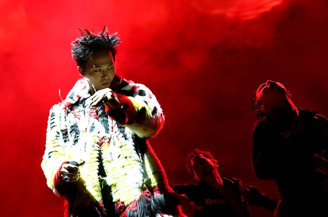 G-Dragon of Big Bang performs at the Coachella Valley Music And Arts Festival on Sunday in Indio, California. (Getty Images for Coachella)