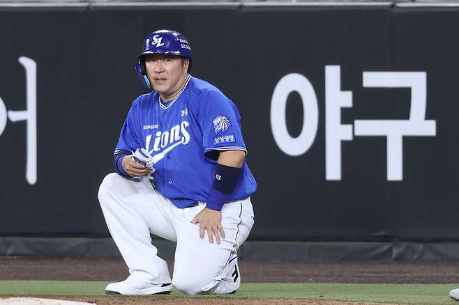 [서울=뉴시스] 프로야구 삼성 라이온즈의 최형우가 14일 대전 한화생명볼파크에서 열린 2026 신한 쏠 KBO리그 한화 이글스와의 경기 7회 안타를 때리며 개인 통산 2600안타를 완성했다. (사진=삼성 라이온즈 제공) 2026.04.14. *재판매 및 DB 금지