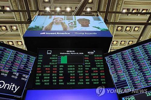 뉴욕 증시 현황판 [연합뉴스 제공]