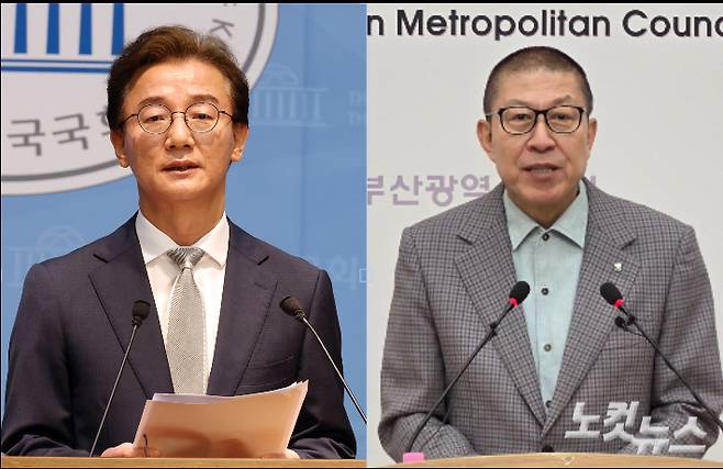 더불어민주당 전재수 의원과 국민의힘 박형준 시장. 윤찬원 기자, 강민정 기자