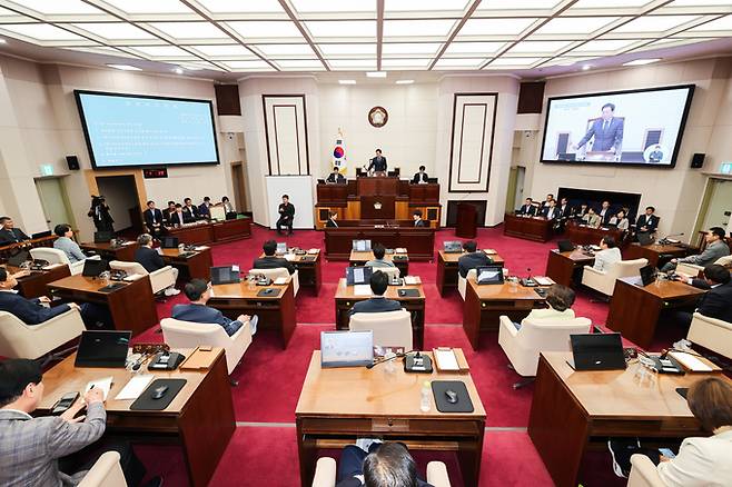 ▲ 구미시의회 제 295회 임시회가 열리고 있다. 구미시의회