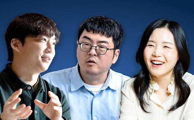 머니랩 [더파이어]에서는 보다 자세한 파이어 성공기를 만나볼 수 있다. 왼쪽부터 한정수 연두컴퍼니대표, 강환국 작가, 김운아 작가. 그래픽=정근영 기자