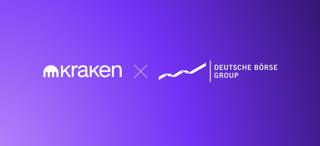 크라켄(Kraken)과 도이체보르제그룹(Deutsche Börse Group)의 파트너십 로고. [사진 출처 = 크라켄]