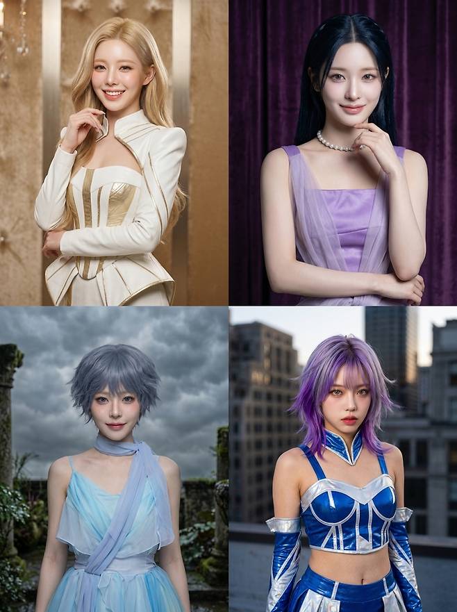 날씨의 아이돌 멤버 사진. 왼쪽 위부터 시계방향으로 써니, 레인, 썬더, 클라우디. <케이웨더>