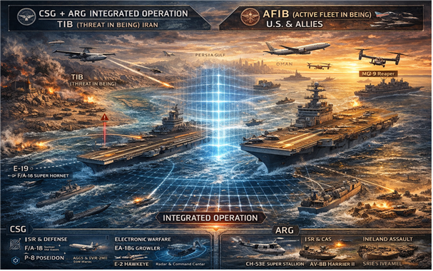 트럼프가 구상하는 AFIB전략의 통합작전에 대한 상상도. 김태준 한반도안보문제연구소장 AI 그림