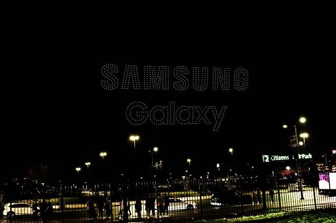 삼성전자가 지난 3월 미국 필라델피아에서 진행한 ‘드론쇼’ 현장 이미지 [삼성전자 제공]