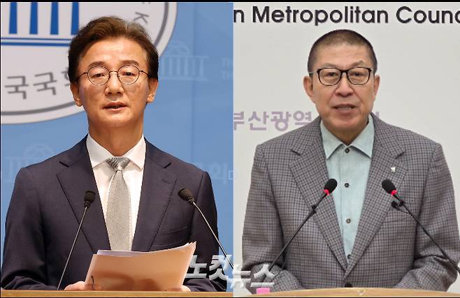 부산시장 후보로 확정된 더불어민주당 전재수 의원과 국민의힘 박형준 시장. 윤창원 기자·강민정 기자