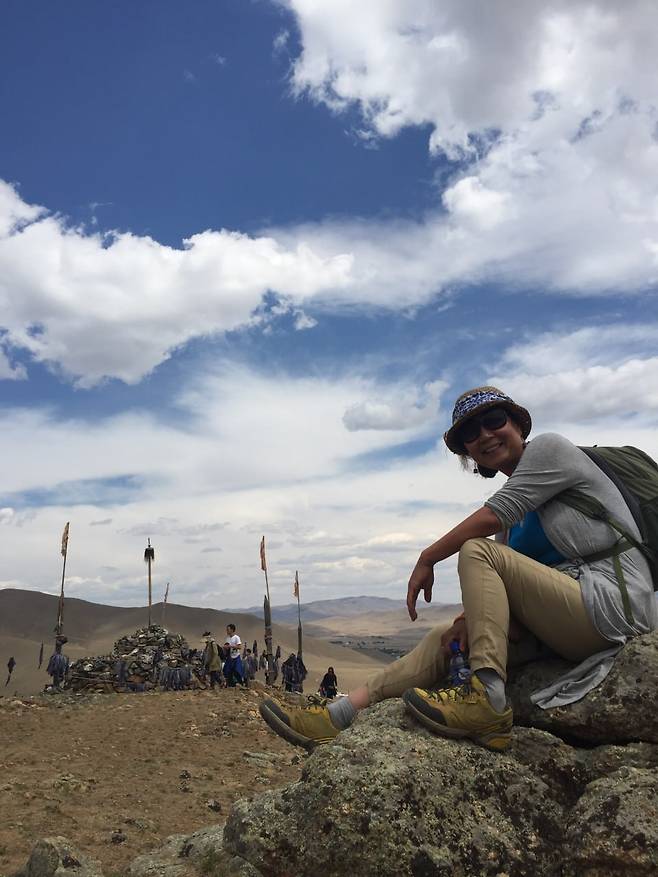 2017년 몽골 올레 개장식 때의 서명숙 이사장. ⓒ고재열 제공