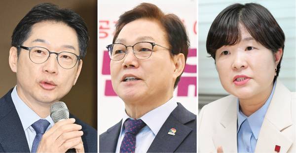 경남도지사 선거에 나서는 (왼쪽부터) 김경수 더불어민주당 후보, 박완수 국민의힘 후보, 전희영 진보당 후보. /경남도민일보 DB