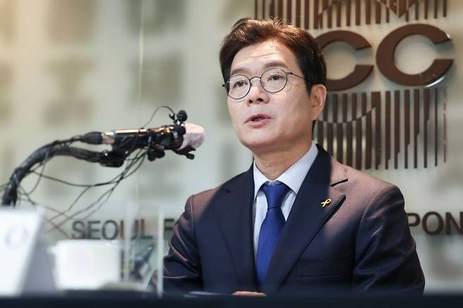 정원오 더불어민주당 서울시장 후보가 16일 서울 중구 프레스센터에서 열린 서울외신기자클럽 초청간담회에서 발언하고 있다. 연합뉴스