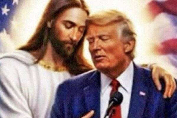 도널드 트럼프 대통령이 15일(현지 시간) 예수와 머리를 맞대고 있는 합성 사진을 공유했다. 트럼프 대통령 트루스소셜