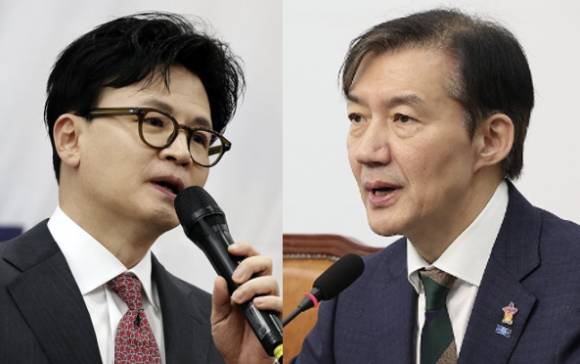 한동훈 전 국민의힘 대표(왼쪽), 조국 조국혁신당 대표[사진=연합뉴스]