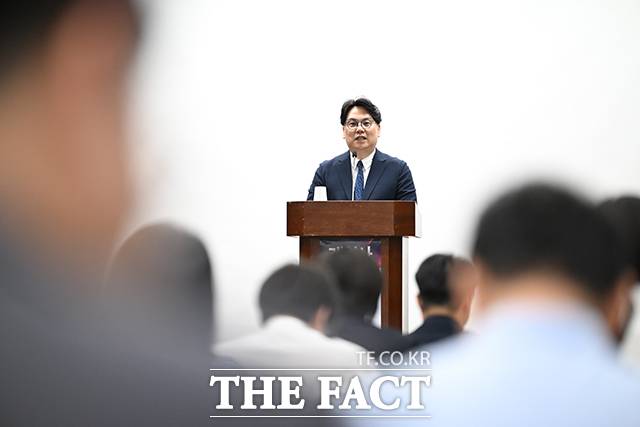 김도승 개인정보보호법학회장이 개회사를 하고 있다./은행회관=남윤호 기자