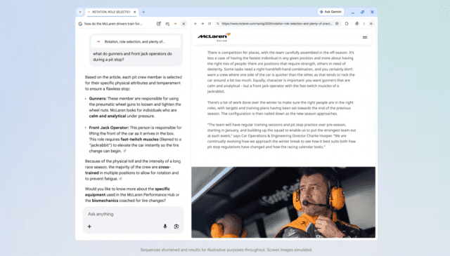 AI 모드와 웹페이지가 동시에 작동하는 모습. (사진=구글 홈페이지)
