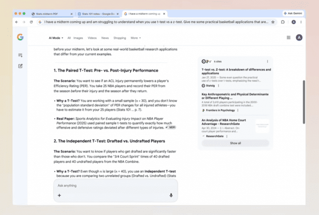 구글은 사용자가 열어둔 여러 탭을 검색 맥락으로 통합하는 기능도 크롬에 도입했다. (사진=구글 홈페이지)
