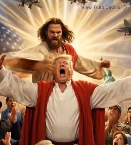 같은 날 타지키스탄 주재 이란대사관은 소셜미디어 X에 예수가 트럼프 대통령을 때리는 장면을 묘사한 AI 생성 영상을 올렸다. 사진 출처 주타지키스탄 이란대사관 X 캡처