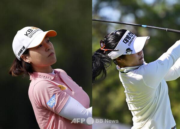 2026년 미국여자프로골프(LPGA) 투어 JM이글 LA 챔피언십 우승에 도전하는 전인지 프로가 1라운드에서 경기하는 모습이다. 그리고 이정은6. 사진제공=ⓒAFPBBNews = News1 (사진을 무단으로 사용하지 마십시오.)
