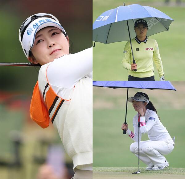 2026년 한국여자프로골프(KLPGA) 투어 넥센·세인트나인 마스터즈 대회에 출전한 전예성, 고지원, 이예원 프로가 1라운드에서 경기하는 모습이다. 사진제공=KLPGA (사진을 무단으로 사용하지 마십시오.)