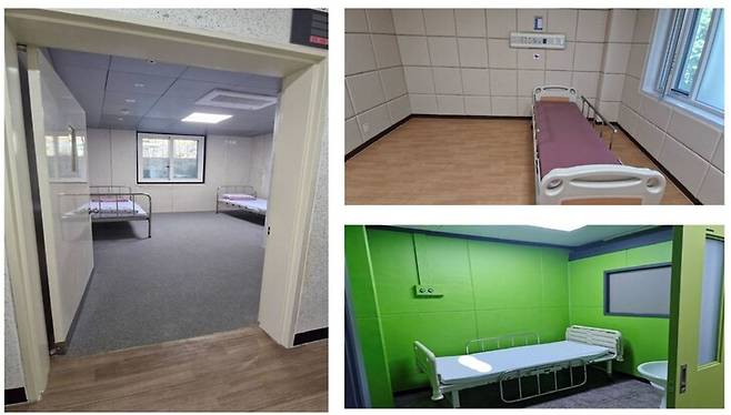 권미진 인권위 조사관이 우수 시설환경 사례로 소개한 정신의료기관 병실. 오른쪽은 보호실 모습이다. 인권위 제공
