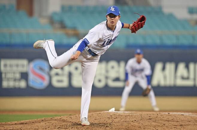 신인 투수로서 삼성 마운드에 활력을 불어넣고 있는 장찬희. 삼성 제공