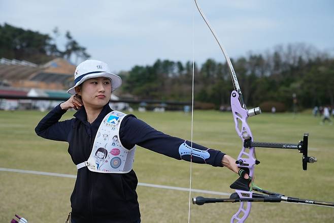17일 끝난 2026 양궁 국가대표 최종 선발전에서 아이치-나고야 아시안게임 리커브 여자 대표로 뽑힌 오예진. 사진 대한양궁협회
