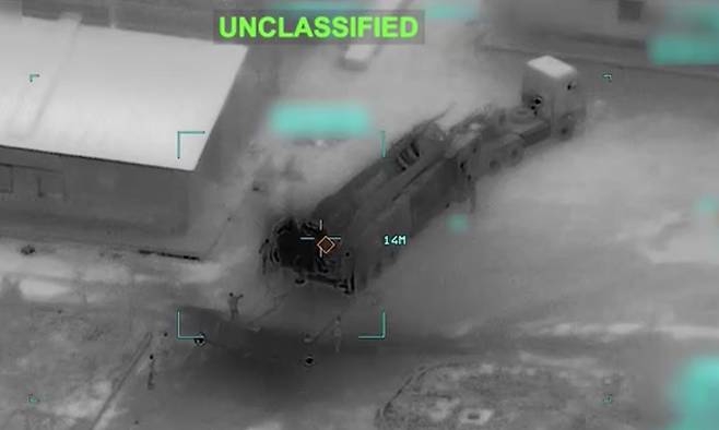 미군 감시장비에 포착된 이란의 미사일 발사차량. UPI연합뉴스