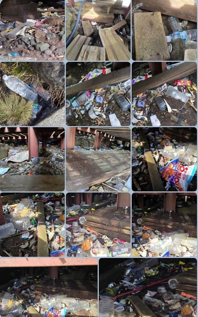 한라산 정상 쓰레기. 사진=양영수 당시 제주도의원