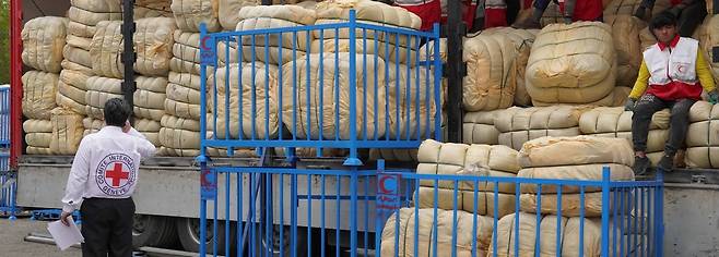 ICRC 구호물자를 실은 트럭의 모습 [ICRC 한국사무소 제공. 재판매 및 DB 금지]