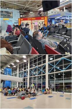 카자흐스탄 알마티공항은 열흘 만에 완전히 바뀌어 있었다. 때문에 엉뚱한 곳에서 헤매다 비행기를 놓칠 뻔했다. 이런 변수가 곳곳에 도사리고 있다. 임시 터미널(위)과 새 터미널(아래) /박헌정