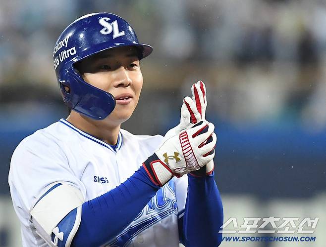 1일 대구 삼성라이온즈파크에서 열린 삼성과 두산의 경기. 7회 2타점 3루타 날린 김지찬. 대구=송정헌 기자songs@sportschosun.com/2026.04.01/