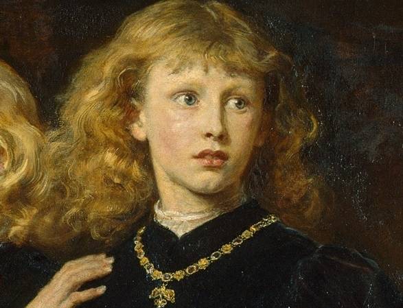 존 애버렛 밀레이, 탑 속의 왕자들(일부 확대), 1878, 캔버스에 유채, 147.2x91.4cm, 로열 할로웨이 컬렉션