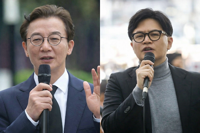 전재수 더불어민주당 의원(사진 왼쪽)과 한동훈 전 국민의힘 대표 ⓒ연합뉴스