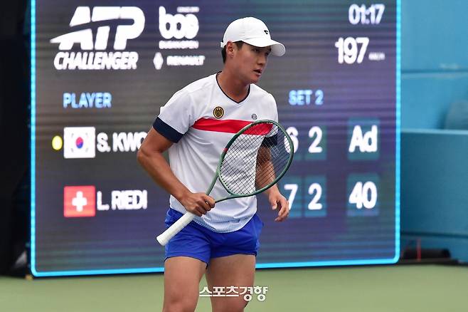 부산오픈에 출전한 권순우의 경기 모습. 부산오픈대회조직위원회 제공