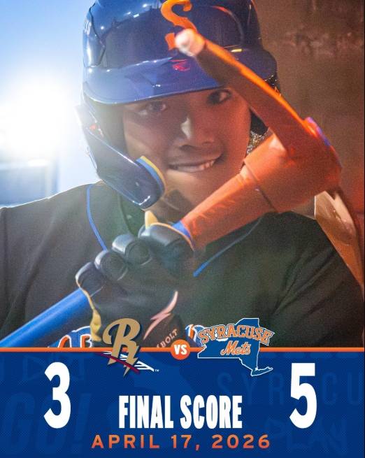 ▲ 18일(한국시간) 경기에서 홈런과 2루타 포함 3타점으로 맹타를 휘두른 배지환. ⓒ시라큐스 메츠 SNS