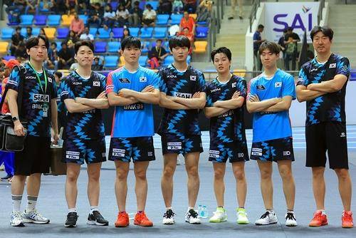 작년 탁구 아시아선수권에 출전한 한국 남자 대표팀  [대한탁구협회 제공. 재판매 및 DB 금지]