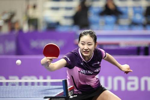 탁구 여자 대표팀에 합류한 유시우의 경기 장면 [대한탁구협회 제공. 재판매 및 DB 금지]