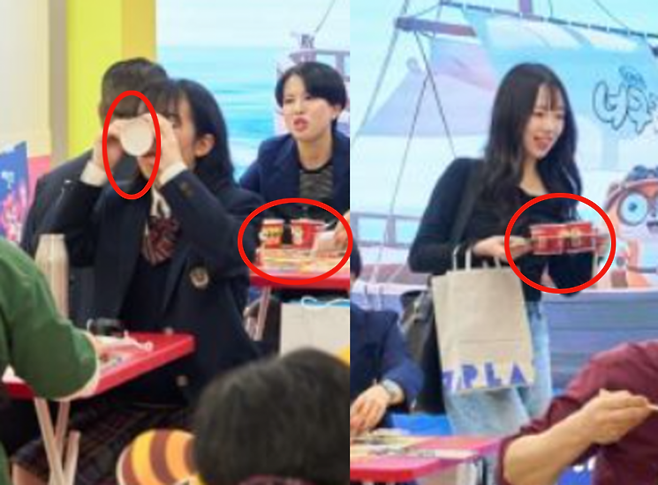 도쿄 이케부쿠로 선샤인 시티 컨벤션 센터에서 열린 '2026 코리아 엑스포 도쿄' 농심 너구리 부스에서 시식을 하고 있다.