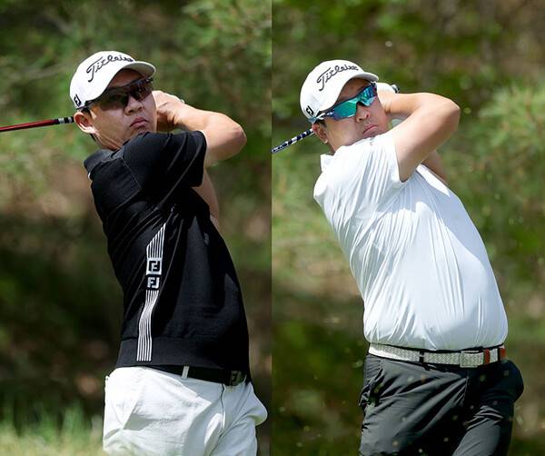 한국프로골프(KPGA) 투어 2026시즌 개막전 제21회 DB손해보험 프로미 오픈 우승 경쟁에 뛰어든 권성열, 이상엽 프로가 3라운드에서 경기하는 모습이다. 사진제공=KPGA (사진을 무단으로 사용하지 마십시오.)