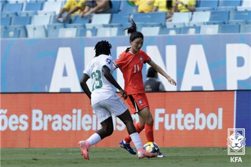 한국과 잠비아 여자 축구대표팀의 경기 장면 / 사진=대한축구협회 제공. 연합뉴스