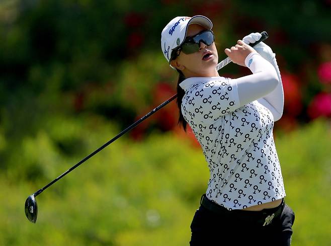 김세영이 18일(현지 시간) 미국 캘리포니아주 엘카바예로CC에서 열린 LPGA 투어 JM 이글 LA 챔피언십 3라운드 4번 홀에서 티샷을 날리고 있다. AFP연합뉴스