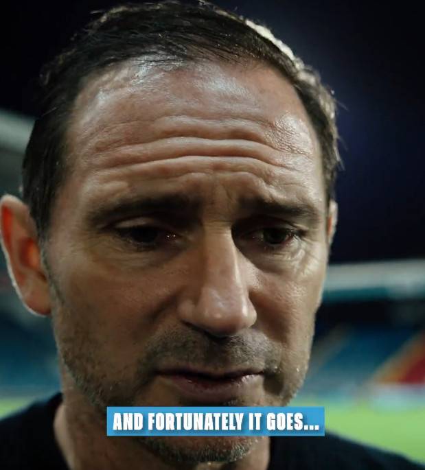 인터뷰 중 눈시울이 붉어진 프랭크 램파드 감독. /사진=코번트리 시티 공식 SNS 영상 갈무리