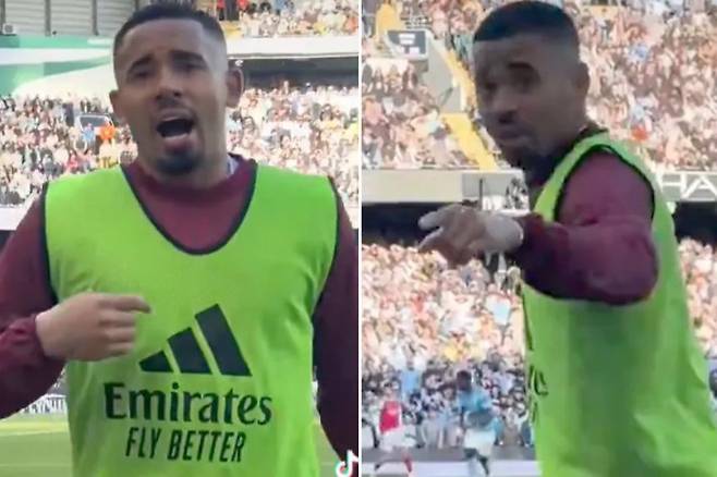 가브리엘 제주스가 맨시티 팬들과 말싸움을 벌이고 있다. /사진=더선 갈무리