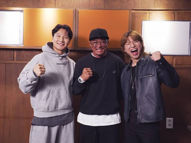 '상남자의 여행법' 제작발표회에 참석한 김종국, 추성훈, 대성./사진제공=SBS Plus