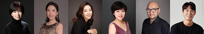 출연진(좌로부터) 김선아 상임지휘자, 소프라노 이윤정·최세정, 알토 이은영, 테너 김효종, 베이스 김이삭.
