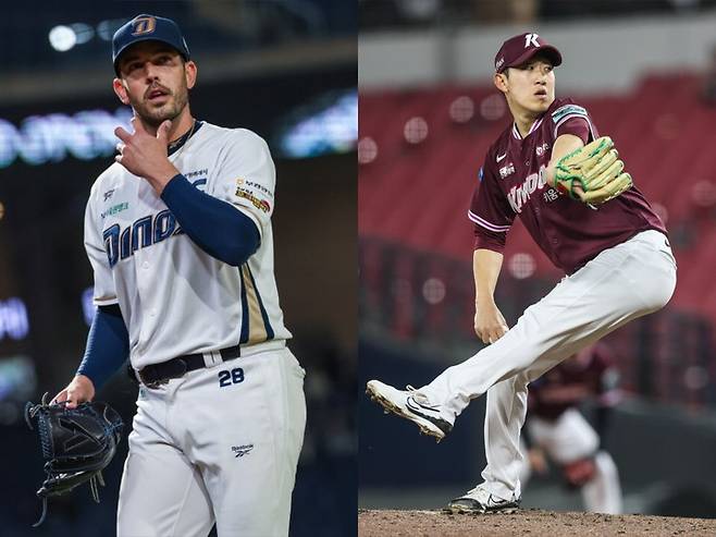 NC 다이노스 드류 버하겐(좌) 키움 히어로즈 오석주(우)