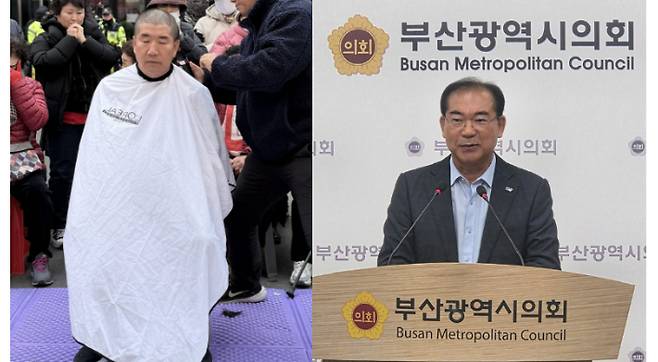 국민의힘 복당이 좌절되며 기장군수 선거전에 무소속으로 출마 의사를 밝힌 김쌍우 전 시의원(왼쪽)과 국민의힘에서 제명된 뒤 무소속으로 사상구청장 재선에 도전하는 조병길 사상구청장. 각 후보 측 제공