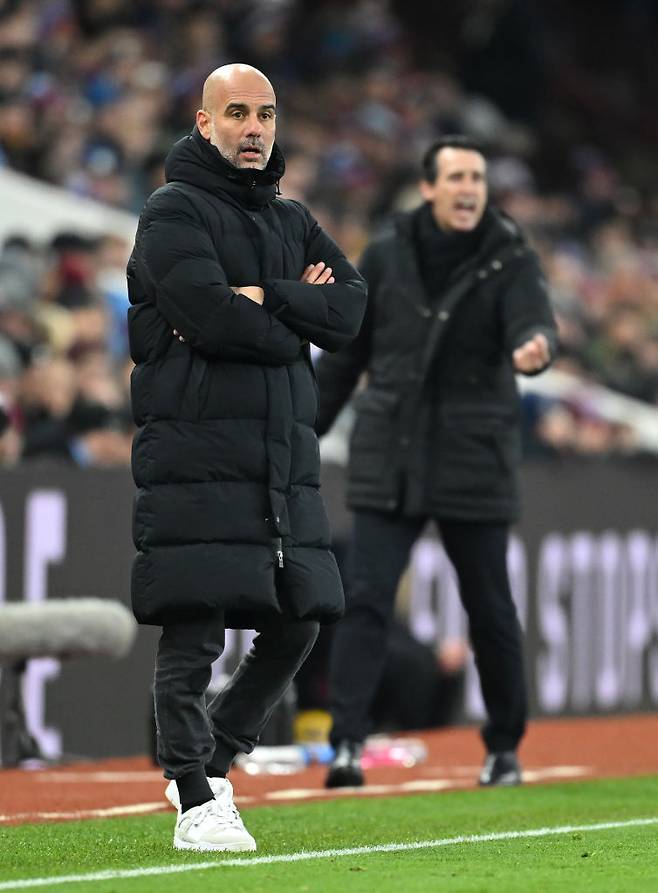 우나이 에메리 애스턴 빌라 감독과 펩 과르디올라 맨시티 감독. Getty Images코리아
