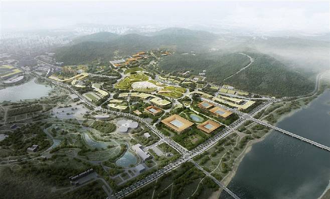 국가상징구역 마스터플랜 당선작 조감도. 2029년 대통령실, 2033년까지 국회 세종의사당과 국민주권 공간이 들어선다. (사진=행정중심복합도시건설청 제공)