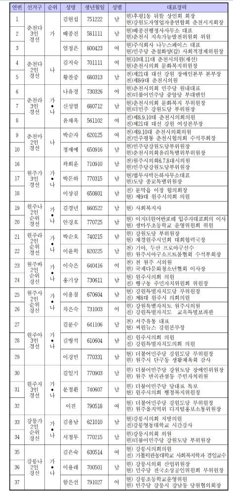 민주당 기초 경선지역